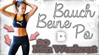 Bauch Beine Po Training für Zuhause  20 Minuten Workout zum Mitmachen  BodyKiss [upl. by Bridgette]