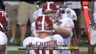 AJ McCarron amp Barrett Jones  Shove Then Hug in BCS Title Game [upl. by Allesiram622]