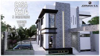 Modern House Design  3 storeys Casa 9x14 metros with basement [upl. by Nyrroc]