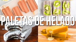 PALETAS DE HELADO ♥ 4 IDEAS  POSTRES SIN HORNO  Tutoriales Belen [upl. by Ettolrahs]