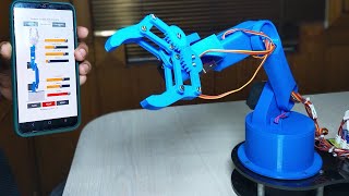 Programmable Arduino Robotic Arm Using Smartphone Controller  Mechatronics [upl. by Anawad189]