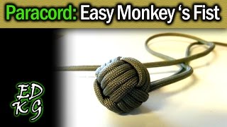 Simple Paracord Monkeys Fist EASY 4 pass version [upl. by Domenico]