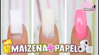 UÑAS POSTIZAS con PAPEL HIGIÉNICO y MAIZENA [upl. by Nollid]