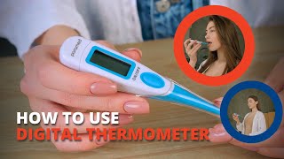 Digital Thermometer Paramed How to use a thermometer Mistakes using oral underarm rectal modes [upl. by Sherill]