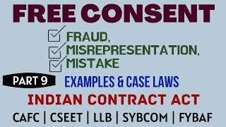 Fraud  Misrepresentation  Mistake  Free Consent  Indian Contract Act  Caselaws  Example [upl. by Asi663]