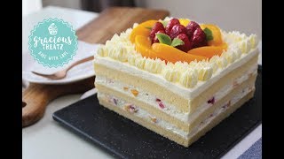 Cotton Soft Vanilla Sponge Peach Cake [upl. by Anigriv955]