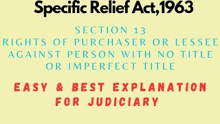 Section 13 Specific Relief Act 1963  Judiciary [upl. by Ronal713]