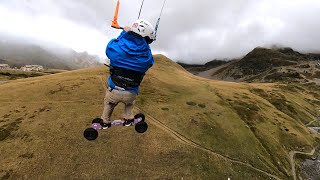 Extreme Kite LandBoarding flights in the Alps [upl. by Mallin312]