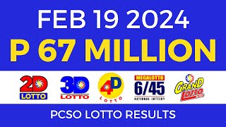 Lotto Result February 19 2024 PCSO [upl. by Friend]