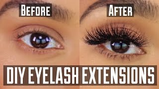 DIY PERMANENT AT HOME EYELASH EXTENSION APPLICATION [upl. by Nnoryt563]