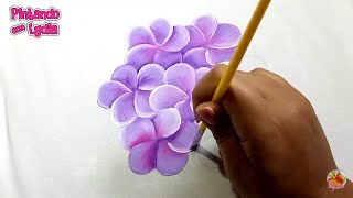 Pintura En Tela Principiantes Como Pintar Flores  Violetas [upl. by Hux]