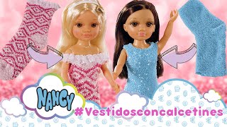 ¿VESTIDOS👗 hechos con calcetines🧦DESFILE DE MODA en casa de NANCY HAZ TU PROPIO VESTIDO PARA NANCY [upl. by Ameerak]