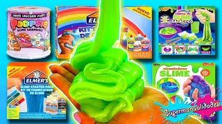 Probando 8 kits para hacer Slime Elmers Nickelodeon y Poopsie  Supermanualidades [upl. by Bringhurst]