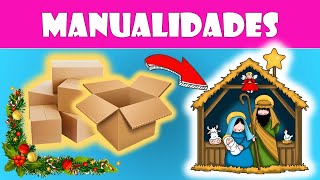 🏡 Cómo Hacer un pesebre  el nacimiento de Jesús Con cartón reciclado 🎄⛄♻ [upl. by Yelloh577]