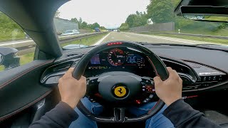 POV Novitec Ferrari SF90 on German Autobahn [upl. by Oates]