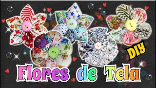 Como hacer Flores de Tela 5 modelos Faciles y bonitos Tutorial MAnualidades [upl. by Ahsiken]