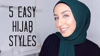 QUICK AND EASY HIJAB STYLES  Cotton Jersey amp Chiffon Tutorial [upl. by Jillene]