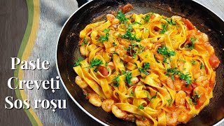 Paste cu creveti si sos rosu  Gata in 10 minute  Delicii Simple [upl. by Downall]