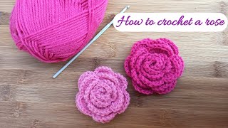 How to Crochet Rose Flower for Beginners  Very easy crochet rose motif making for Beginners [upl. by Gensmer]