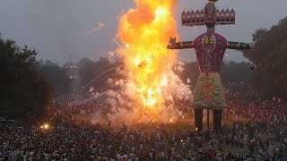 Dussehra Festival  Burning Ravana Effigies in Amritsar Religion in India [upl. by Alyar156]