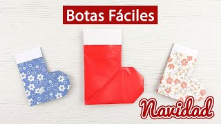 🎅 Bota de Navidad con papel muy fácil – Origami para Navidad [upl. by Eanahc112]