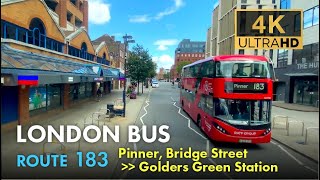 London Bus Ride Route 183 Double Decker 4K Virtual Tour From Pinner To Golders Green [upl. by Yehus637]