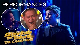 Marcelito Pomoy All Performances on Americas Got Talent The Champions [upl. by Maxy]