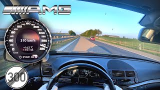 310 kmh   Mercedes E63 AMG W211 NO LIMIT TOP SPEED AUTOBAHN POV [upl. by Enywad]