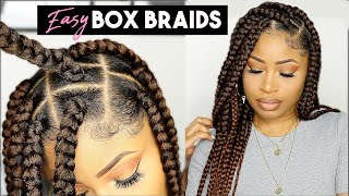 EASY SUMMER BOX BRAIDS beginner friendly [upl. by Elyad]