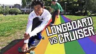 LONGBOARD VS CRUISER BOARD [upl. by Esihcoc]