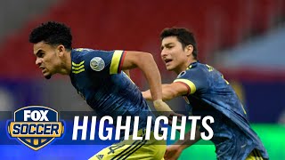 Diazs lategame heroics lift Colombia over Peru 32  2021 Copa America Highlights  FOX SOCCER [upl. by Amsirp]