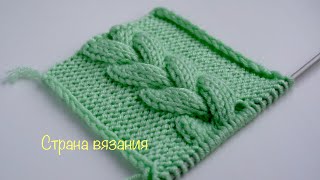 Узоры спицами Простая коса Knitting patterns Simple braid [upl. by Aloel111]