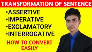 Transformation of sentences  English Grammar  Assertive Imperative Exclamatory Interrogative [upl. by Denny]