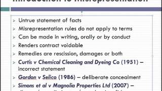 Misrepresentation Lecture 1 of 4 [upl. by Ataner]