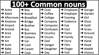 100 Common Nouns in English 📚  Parts of speech [upl. by Cacia]