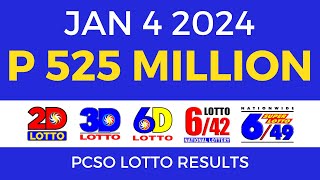 Lotto Result January 4 2024 9pm PCSO [upl. by Rita429]